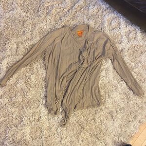 Linen Blend Women's Long Sleeve Wrap Blouse